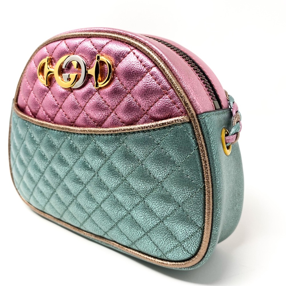 GUCCI Trapuntata Crossbody Shoulder Bag Pink Green - Picture 2 of 15